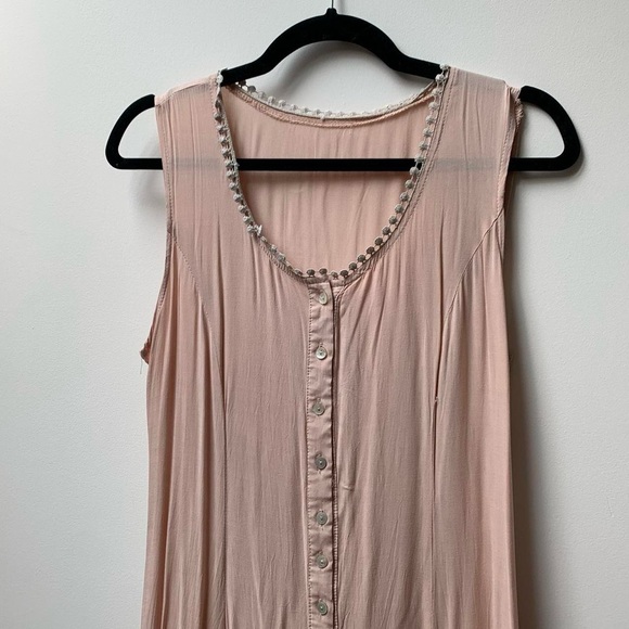 (SOLD) Vintage Pink Maxi Lace Dress with Ruffle Trims - Picture 3 of 5
